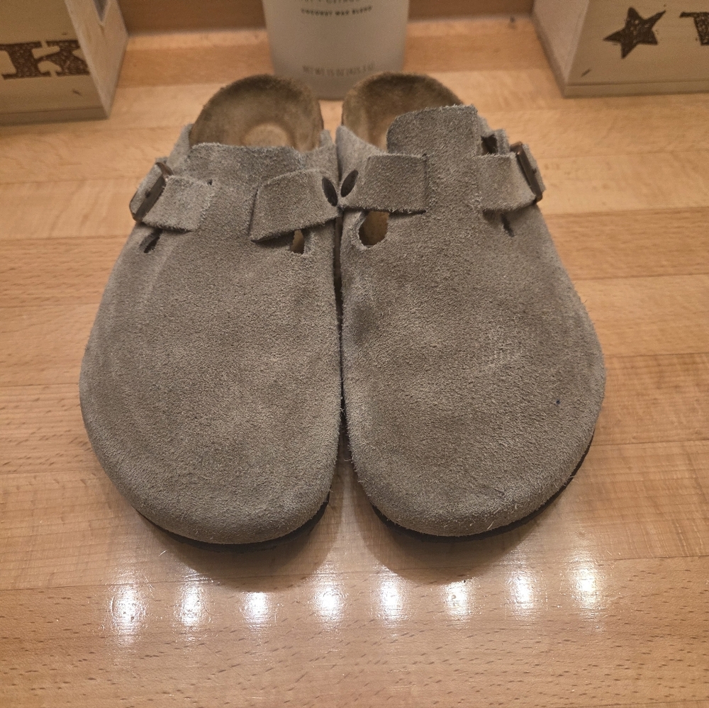 Birkenstock Boston Suede Leather Clogs Taupe Unisex Size EU 39 - Picture 2 of 10